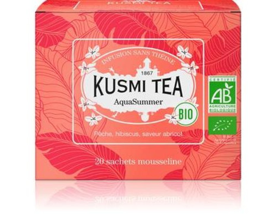 Nos Thes & Infusions Kusmitea Sachets De The | Aquasummer - Infusion Peche Abricot - 20 Sachets