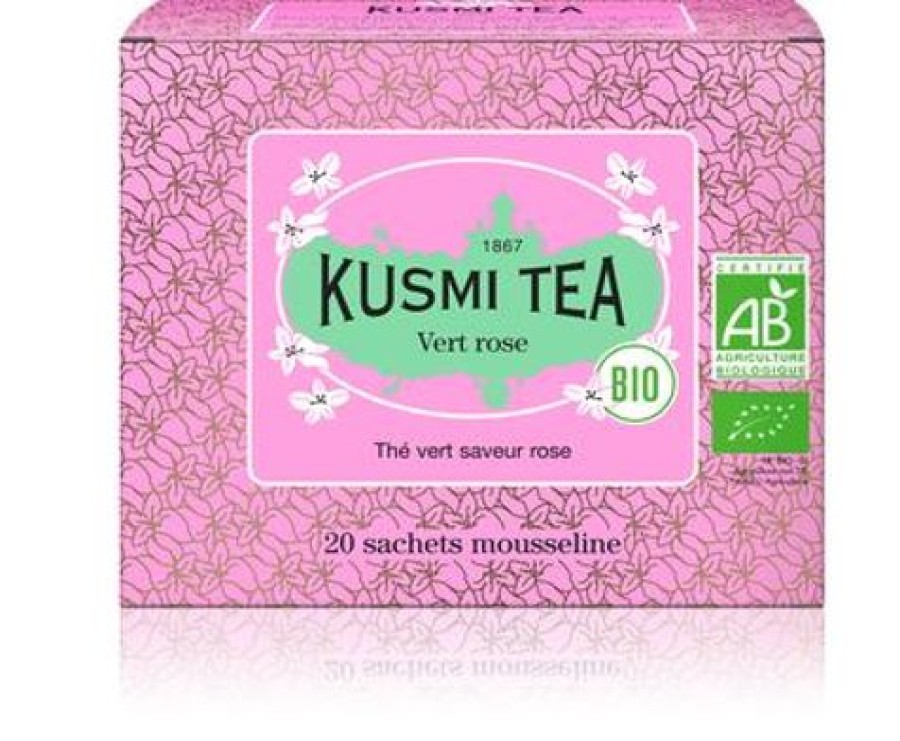 Boites & Sachets Kusmitea The Vert | Vert Rose - The Vert Bio A La Rose - 20 Sachets