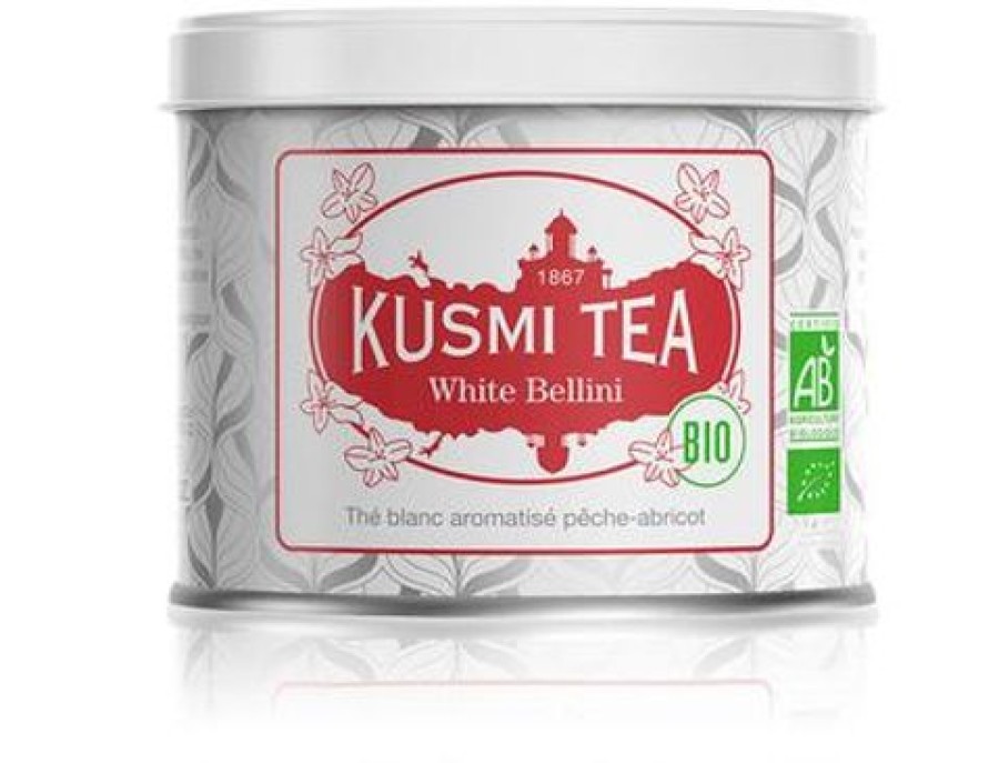 Nos Thes & Infusions Kusmitea The Blanc | White Bellini - The Blanc Bio Peche - Boite 100G