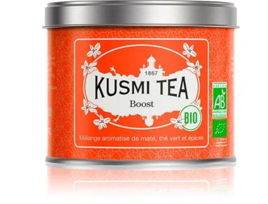 Nos Thes & Infusions Kusmitea Mate | Boost Bio - The Vert Mate Gingembre - Boite 100G